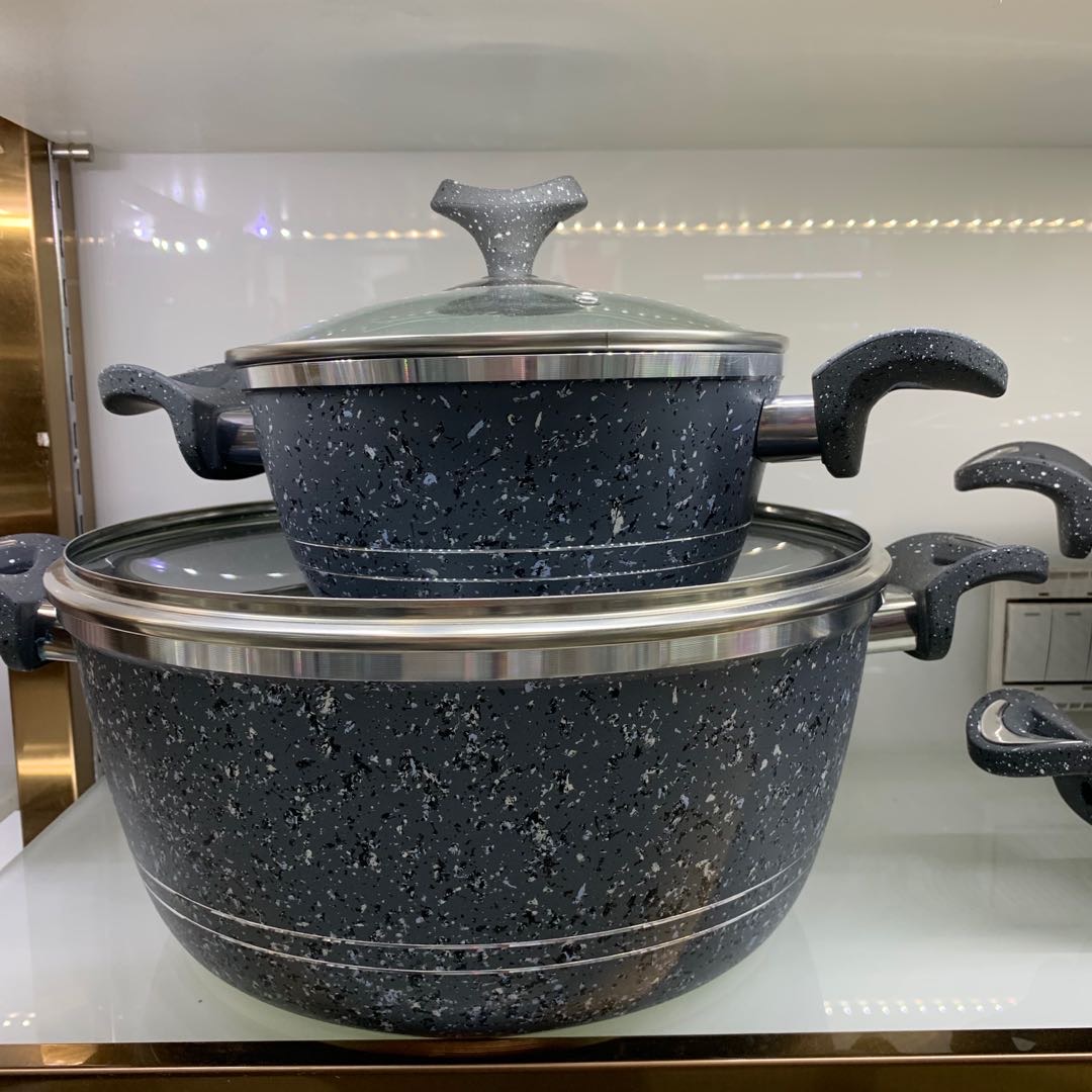 Granite non-stick aluminum pan flat pan set