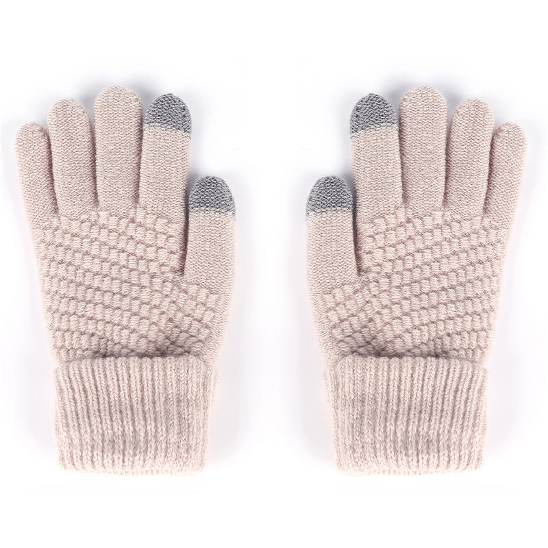 冬季羊毛触屏保暖手套情侣款针织反口手套时尚图