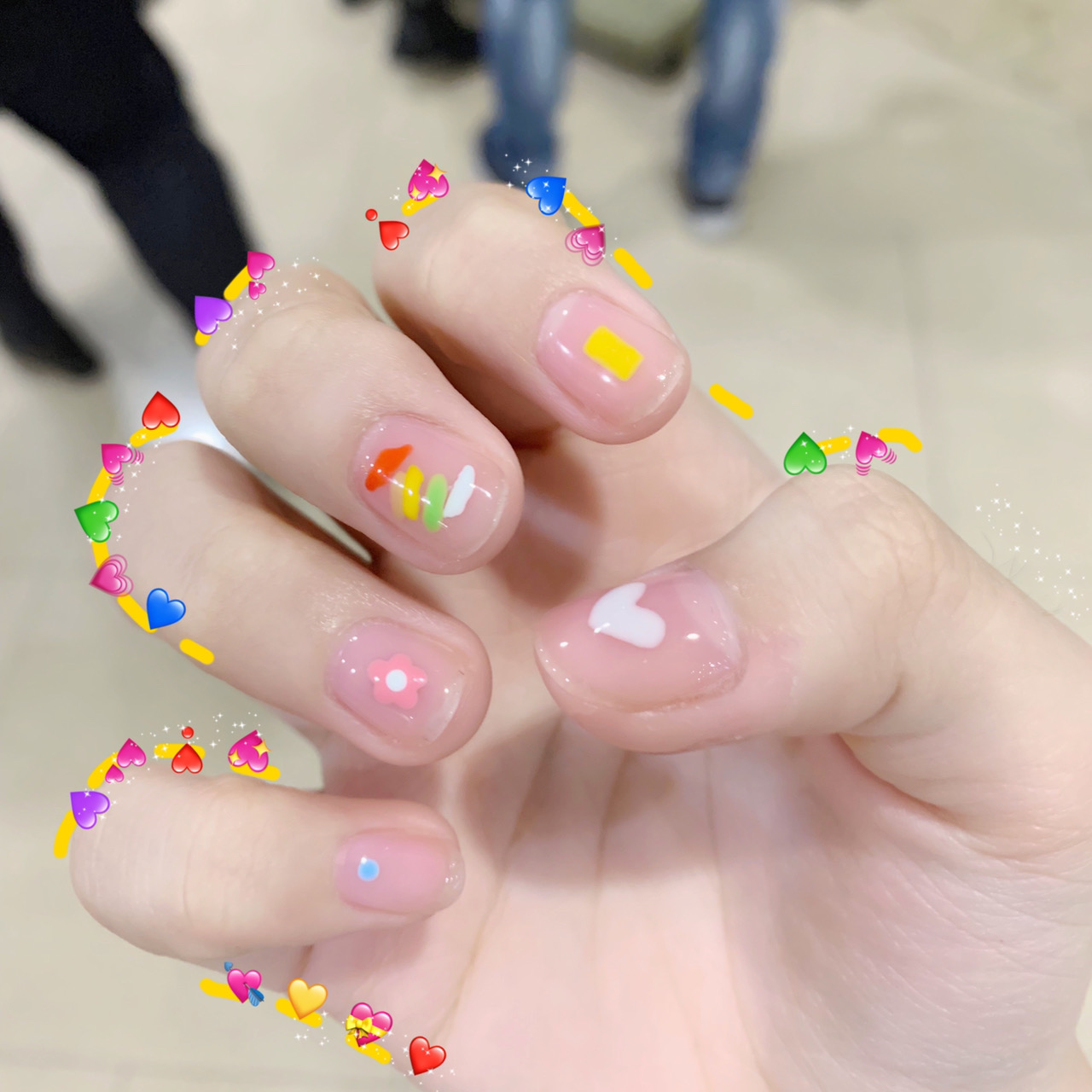 Graffiti nail stickers for girls, cartoon and fresh nail stickers, 3d waterproof and long-lasting nail patches