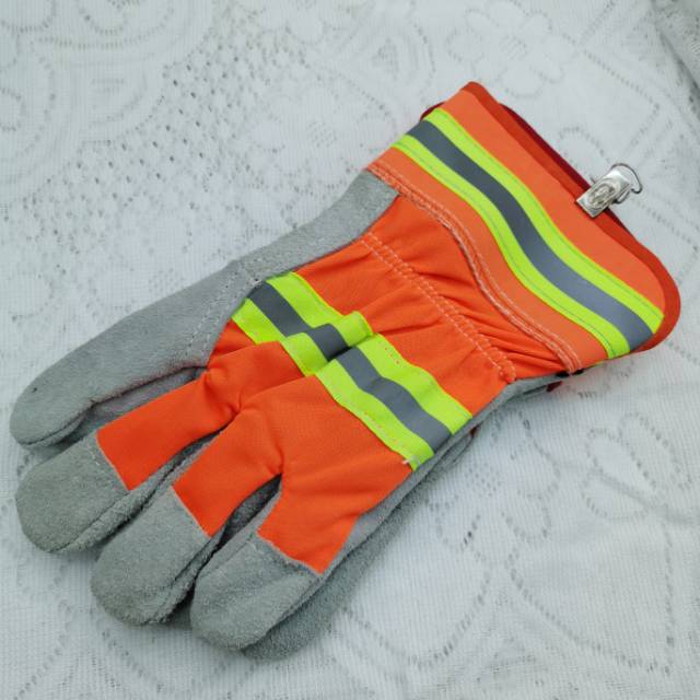 厂家直销反光牛皮电焊手套加托手套防护手套多色安全防护手套图