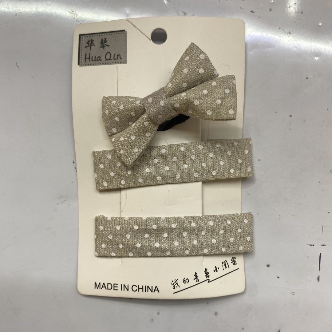 热销新款波点布艺蝴蝶结儿童头饰套装炫丽多彩美滋滋超好看                                 