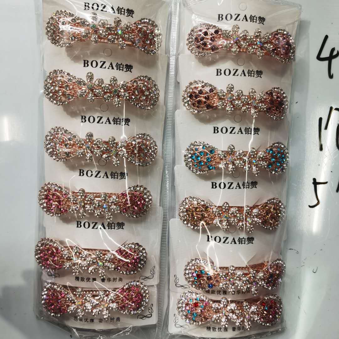 Korean Style Ladies Hairpin Alloy Rhine-Diamond Flower Head Buckle details Picture