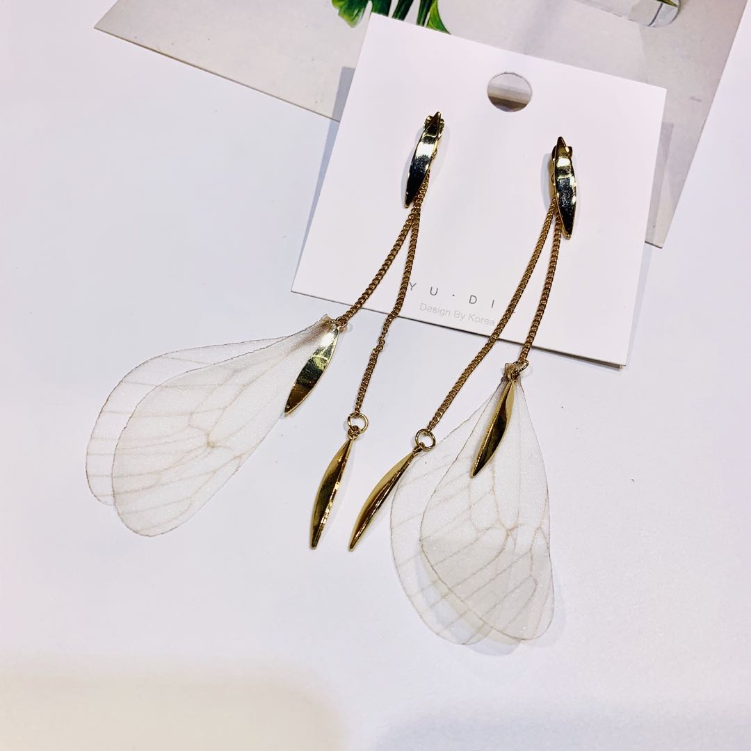 S925 Silver needle Organza fresh and fashionable earrings, stylish and trendy, color retention and anti-allergy earrings for women Specification image