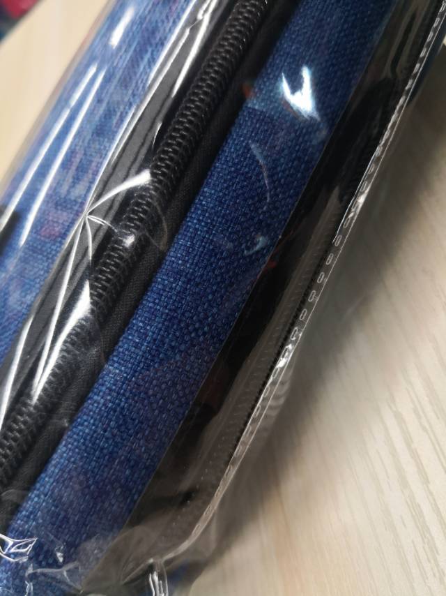 麻布双拉链学生笔袋文具袋文具盒细节图