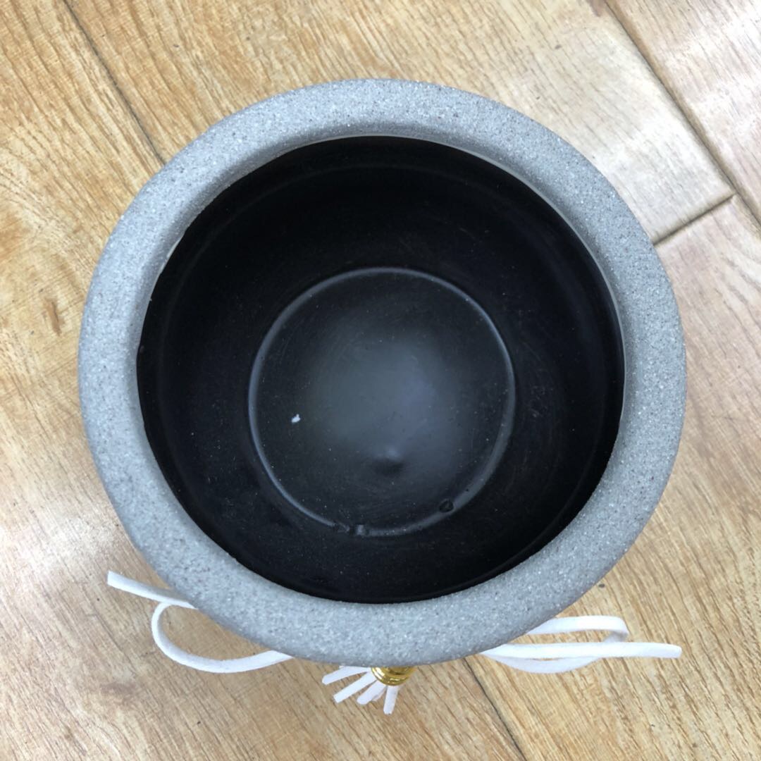 Medium-sized frosted leather antique ceramic flowerpot, large-diameter green plant potted plant, succulent flower base pot Specification image