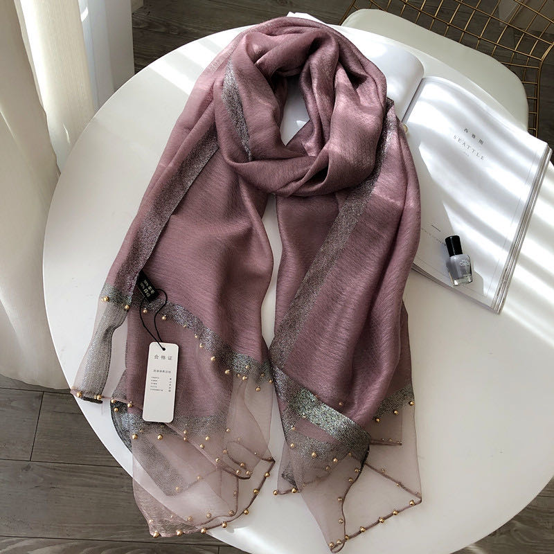 Fashion Casual Trend Everything Scarf Purple Shawl Silk Scarf Dual Use details Picture