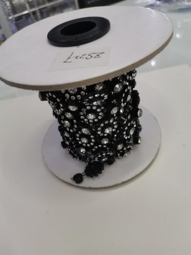 欧美风格复古黑色圆形线钻耳坠服装辅料现货批发细节图