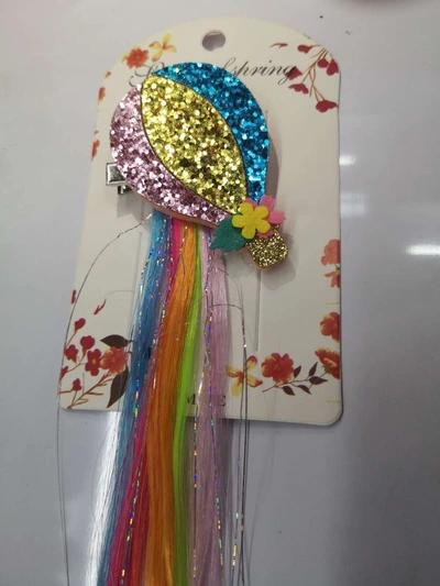 Cute Multi-Color Bright Crystal Hot Air Balloon Bright Silk Five-Color Fake Hair Clip Children Braid Hair Card Girl
