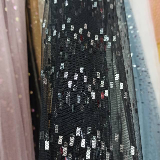 Sheet Fabric American Gauze Glitter Fabric Glitter Gauze Powder Fabric Stage Costume Wedding Background Decorative Gauze Black details Picture