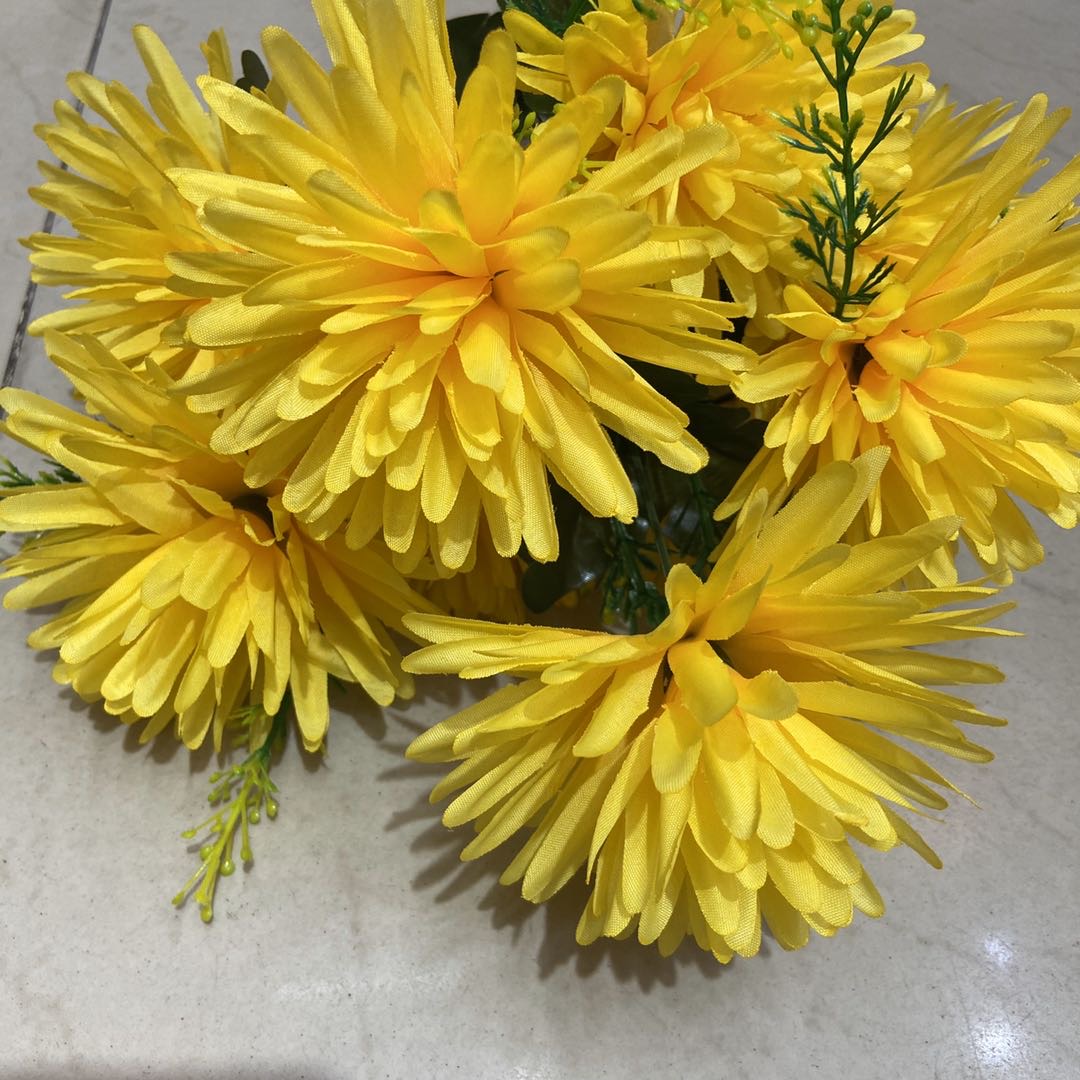 9头菊花束清明祭祀扫墓祭奠公墓上分墓前摆放塑料假花