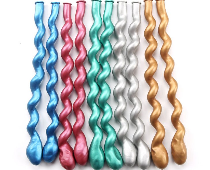 Long twisted spiral balloons, latex metal balloons, wedding room decoration, wedding long balloons, 1.8 grams details Picture