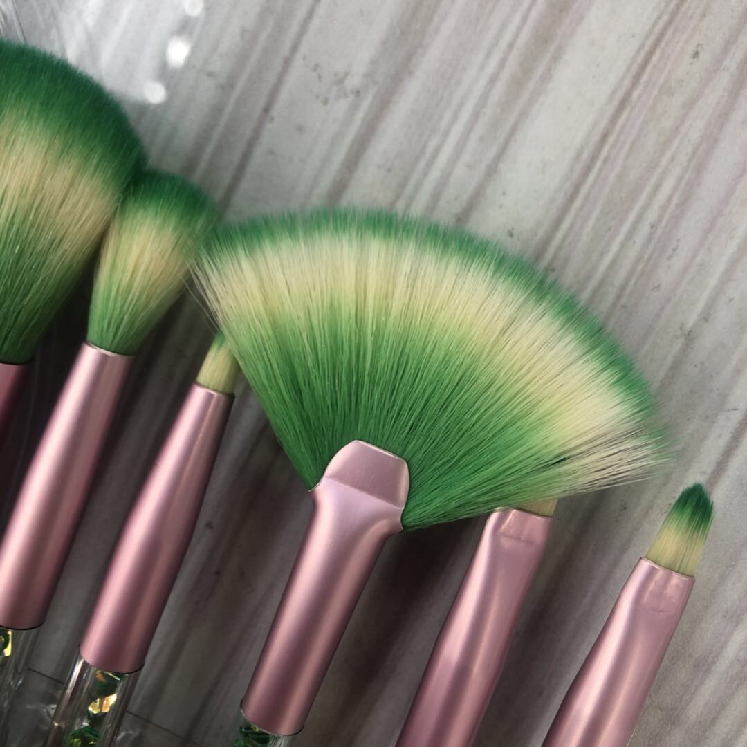 7 Makeup Shaper Set Beginner Eyeshadow Brush Foundation Brush Sequin Green Makeup Brush Set Beauty Tools Specification drawing