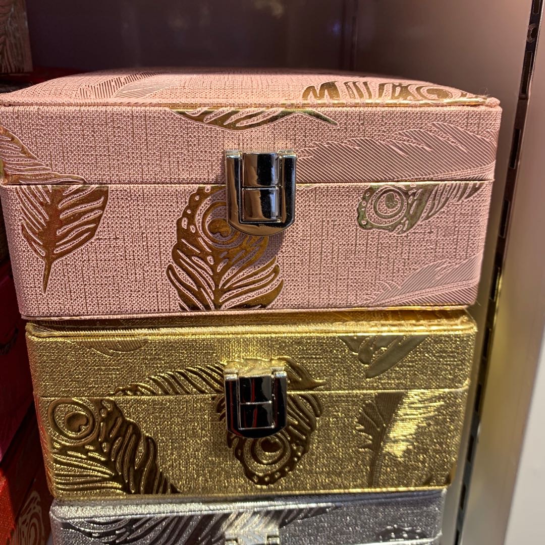 方形烫金化妆盒便携首饰盒手持化妆包细节图