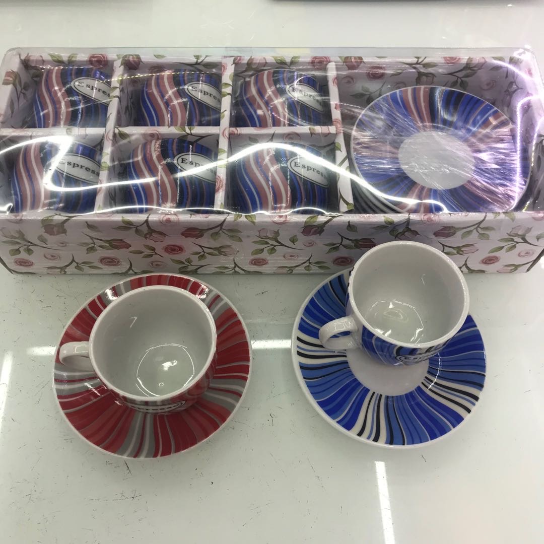 Ceramic Coffee Cup Roast Flowers Six Sets Red And Blue details Picture