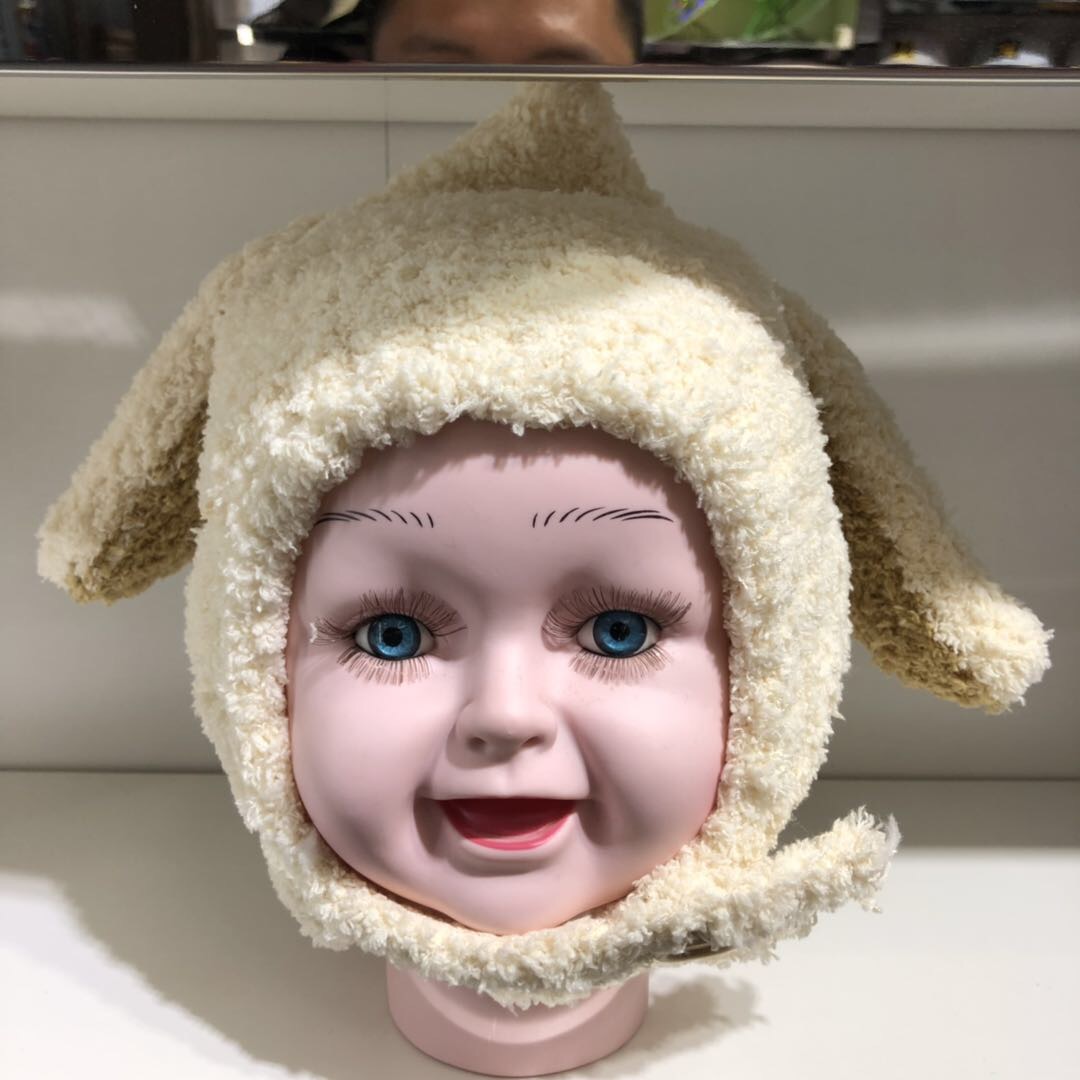新品可爱小羊造型儿童针织帽绒帽