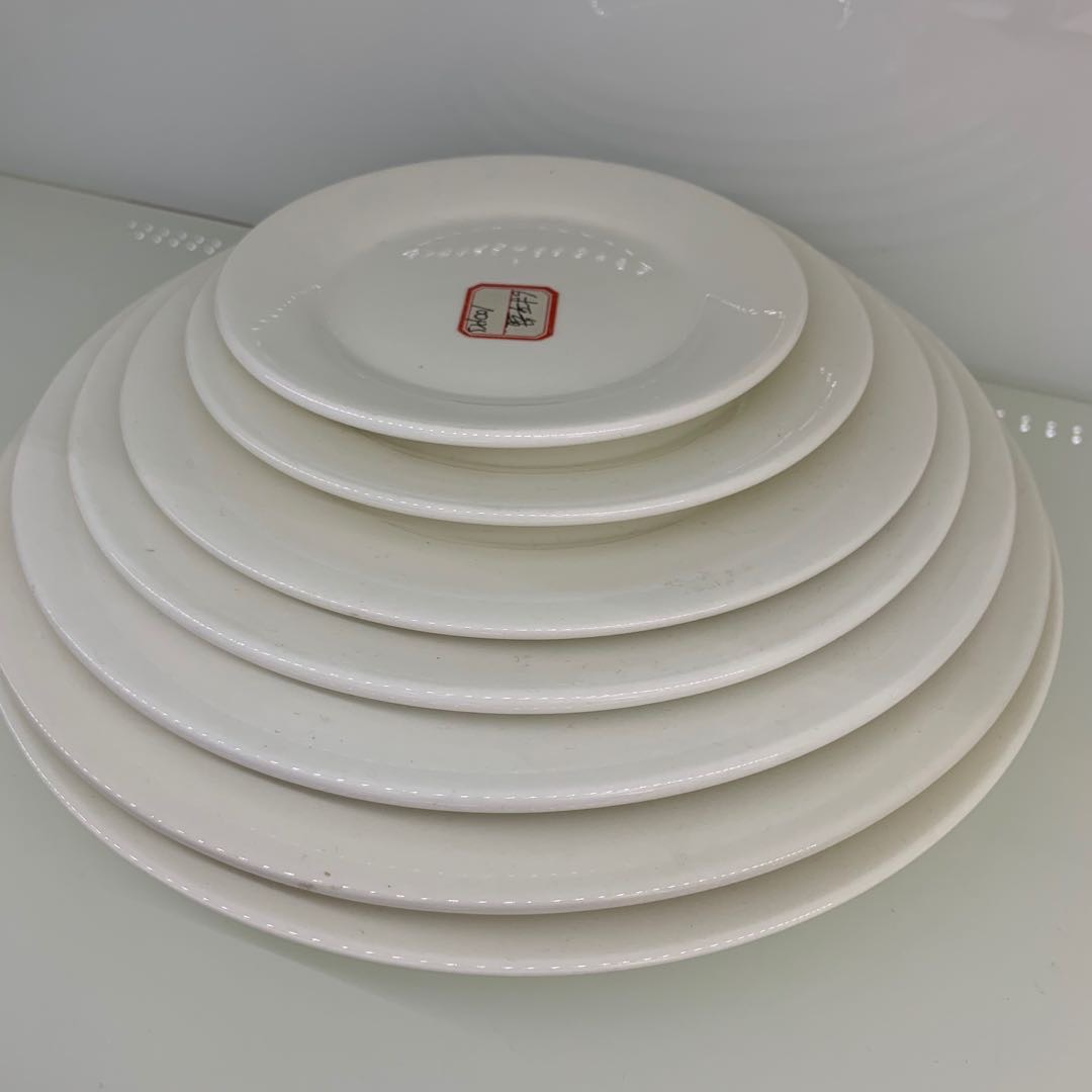 圆餐盘子快餐碟子酒店餐具西餐盘平盘菜盘陶瓷大平盘产品图
