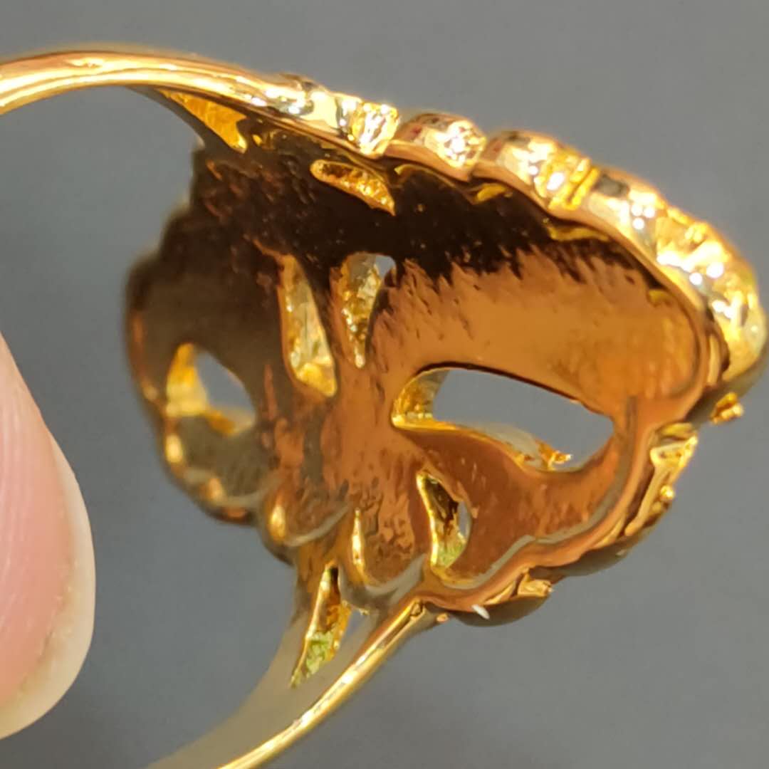 The latest gold imitation successful men's style hollowed-out pattern accessory ring details Picture