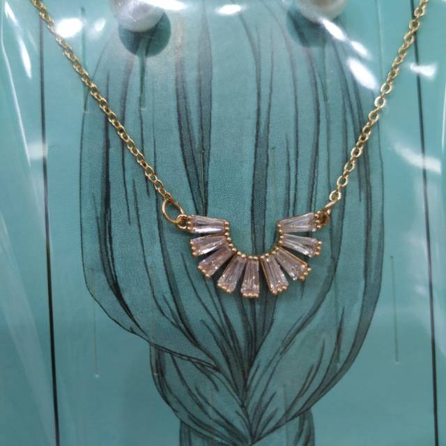 厂家直销塑料珍珠一字夹半圆镶嵌锆石项链耳钉套装细节图