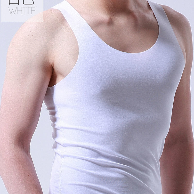 Men's Ice Silk Vest Summer Trackless Sleeveless Tight Sports Base Fitness Youth Trend Hurdling Vest Men
