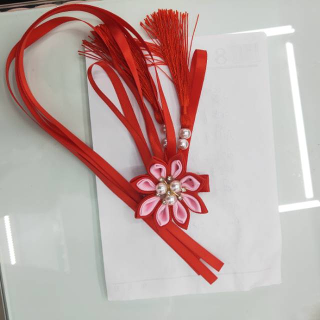 Red hair accessories, ancient-style Hanfu headwear, hair clips, tassels, short hair, butterfly-side hair bands, long tassel accessories for women