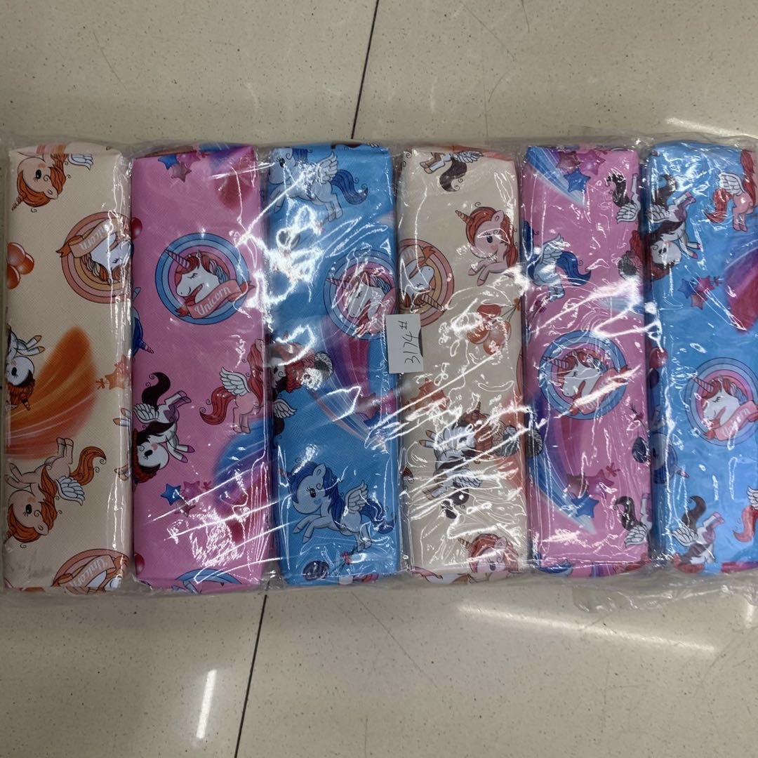 印花独角兽帆布大容量文具袋学生铅笔盒文具收纳笔袋