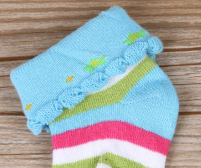 彩色条纹蓝色卷边宝宝袜防滑舒适可爱童袜详情图3