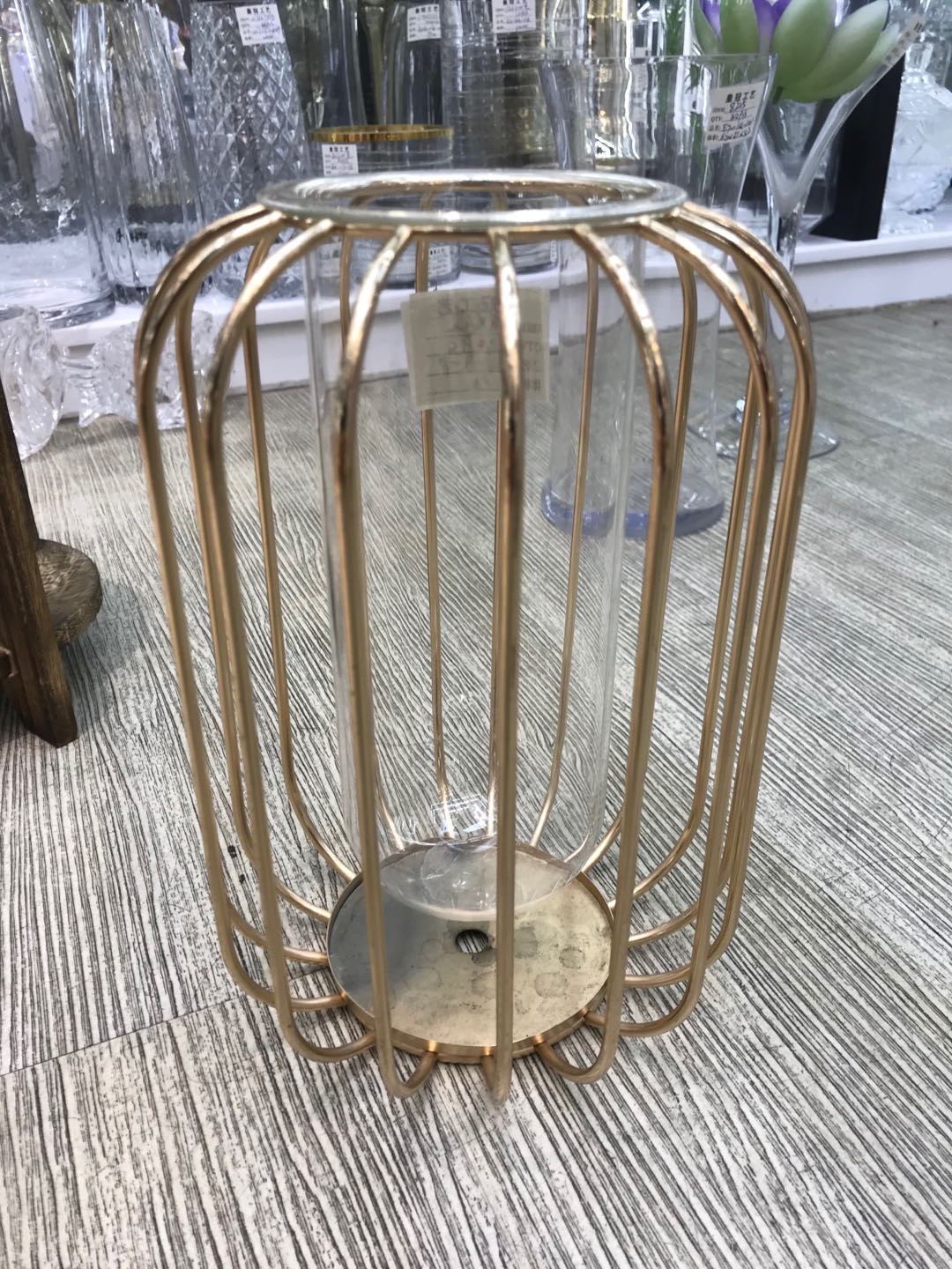 Nordic ins golden ironwork transparent hydroponic glass vase decoration, creative flower arrangement for the living room, home floral art