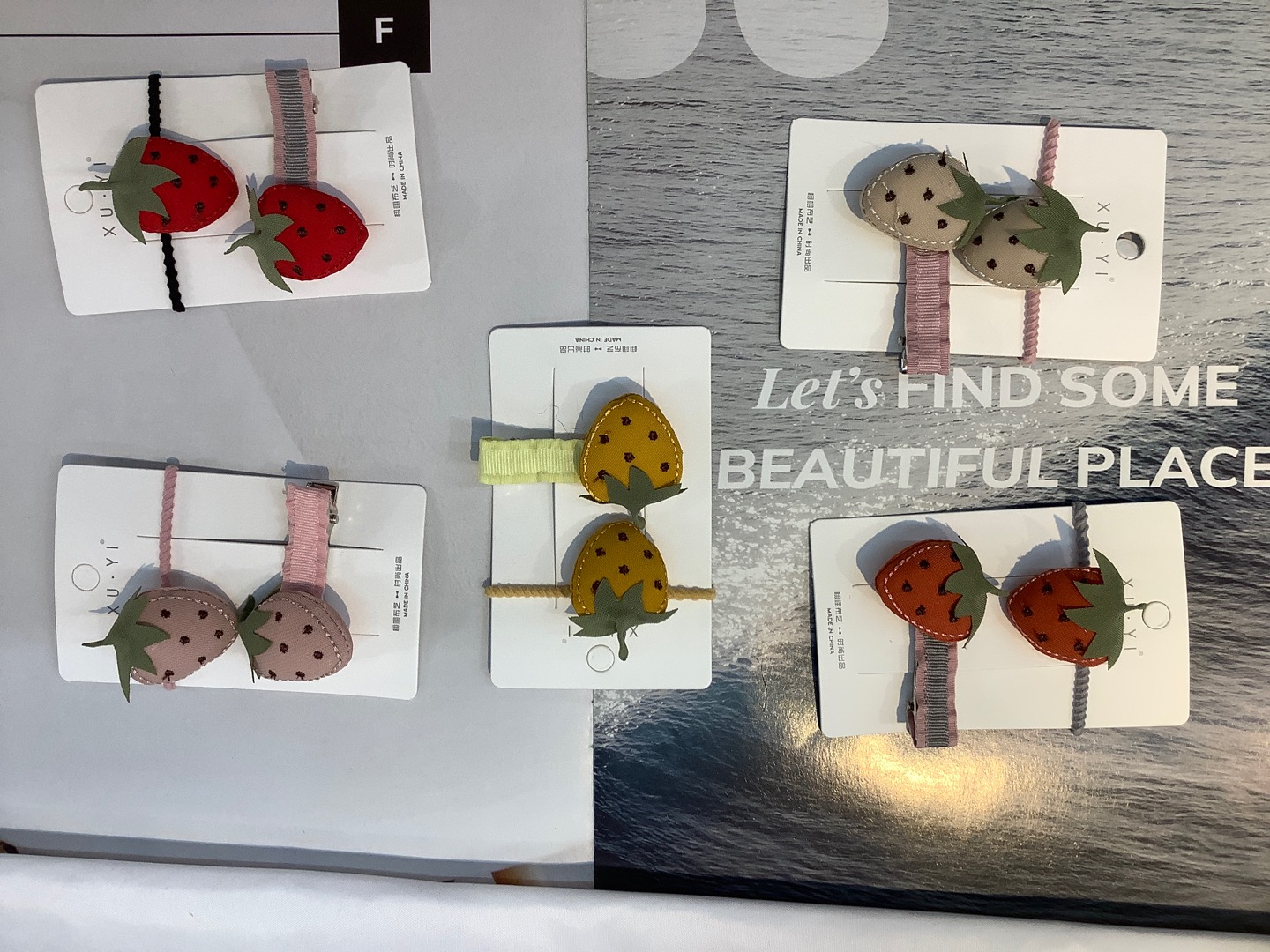 清新水果两件套BB夹少女彩色发圈草莓水果边夹