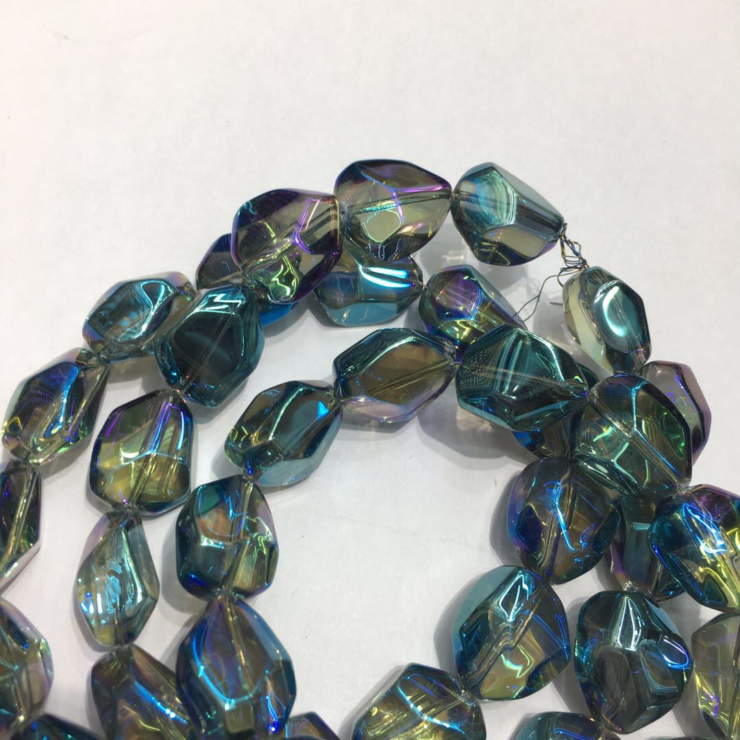 Factory direct sales of DIY semi-finished products, irregular geometric polygonal color foil glass crystal bead chains Specification image