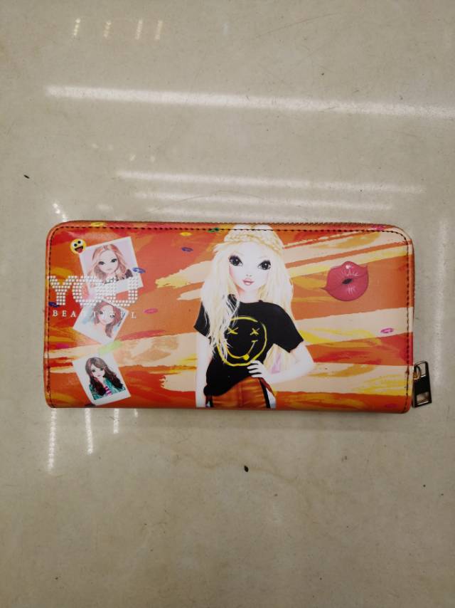 亮橙卡通时尚女士拉链钱包