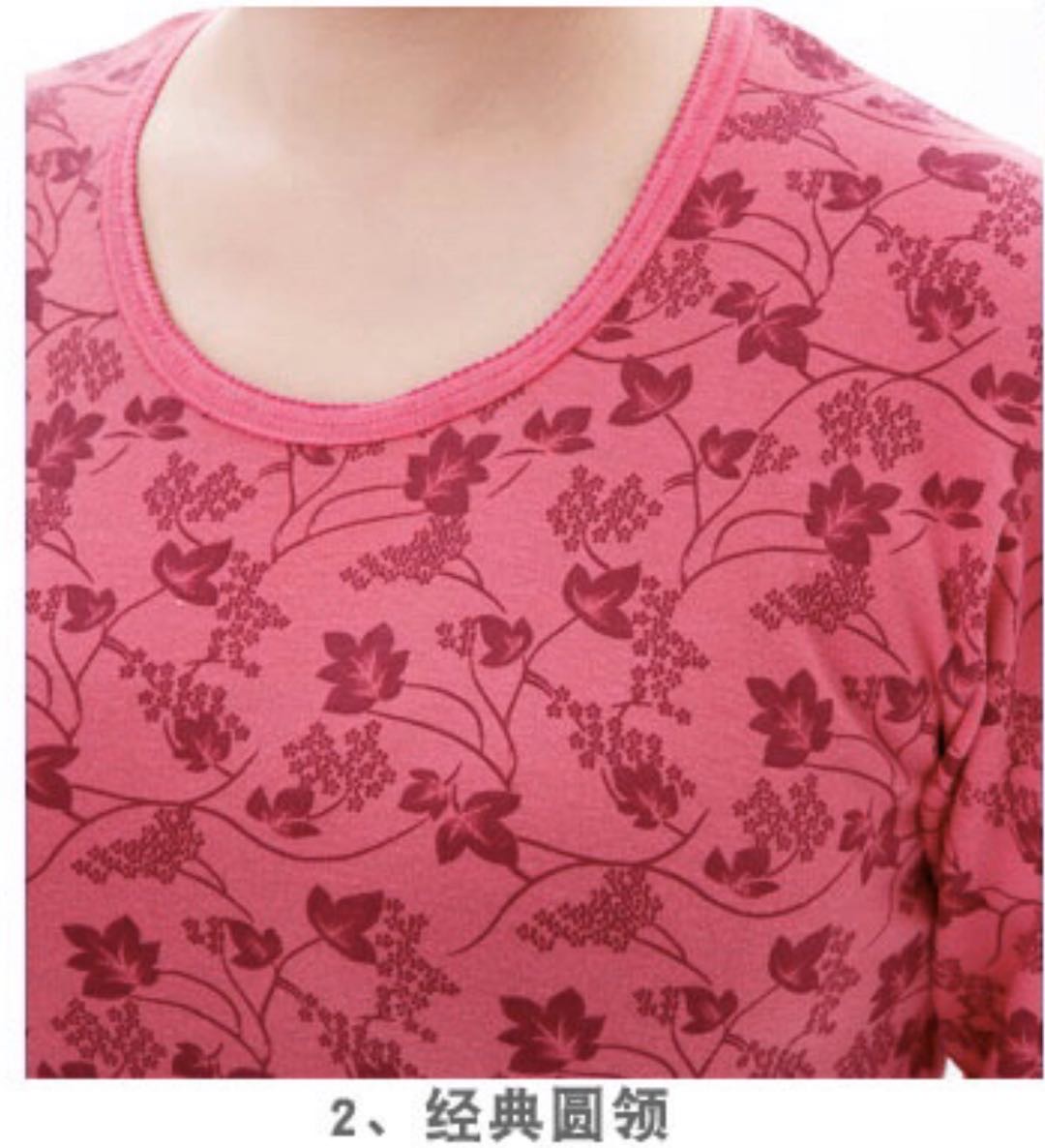 中老年秋衣秋裤女纯棉妈妈保暖内衣大码老人棉毛衫套装产品图