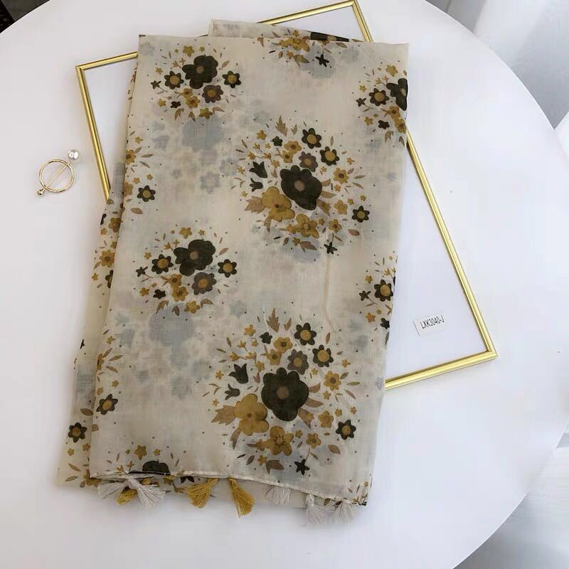Women's Spring And Autumn Korean Edition New All-In-One Army Green Turmeric Print Explosive Scarf Shawl Specification drawing
