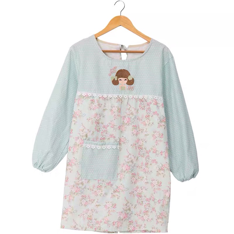 Korean Fashion Kitchen With Sleeve Oil-Proof All-Inclusive Cooking Apron Family Style Specification drawing