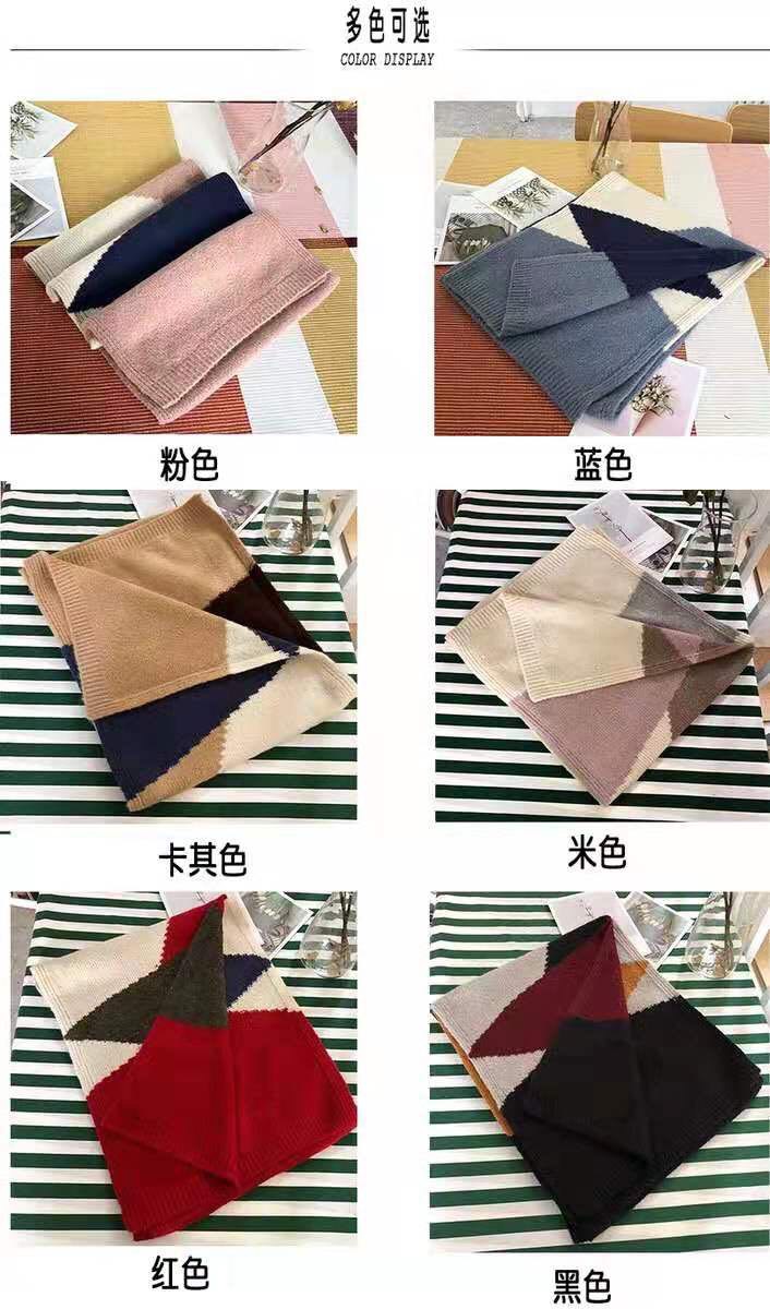 Men's Casual Classic All-Match Color Knitted Cashmere Scarf Specification drawing