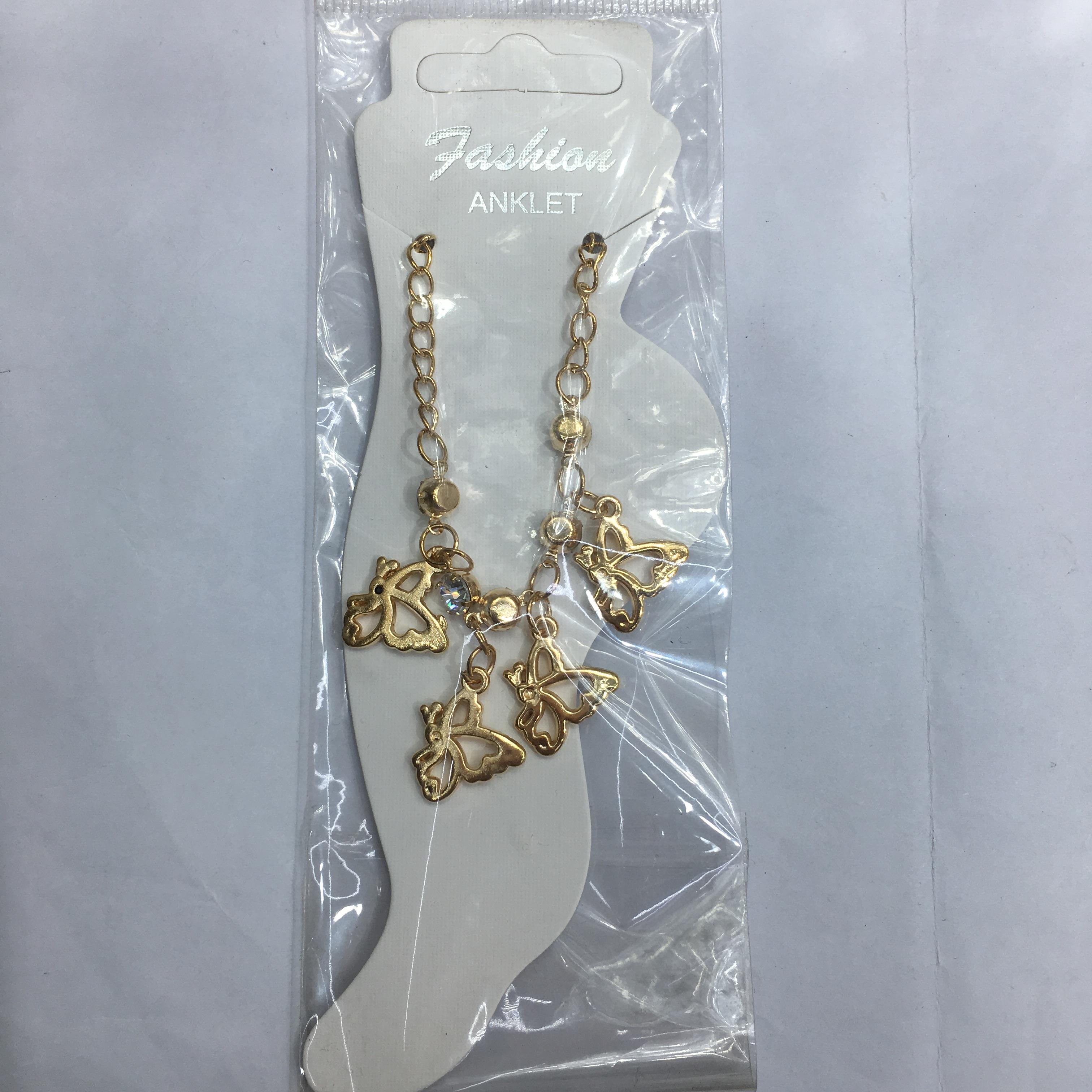 日韩气质仙女蝴蝶带钻女款脚链沙滩饰品