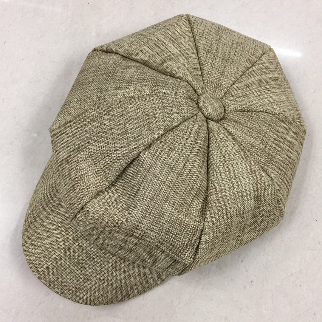 Japanese-style cotton and linen simple and versatile octagonal hats for women, British retro spring and summer thin, artistic and soft girl newsboy hats trend