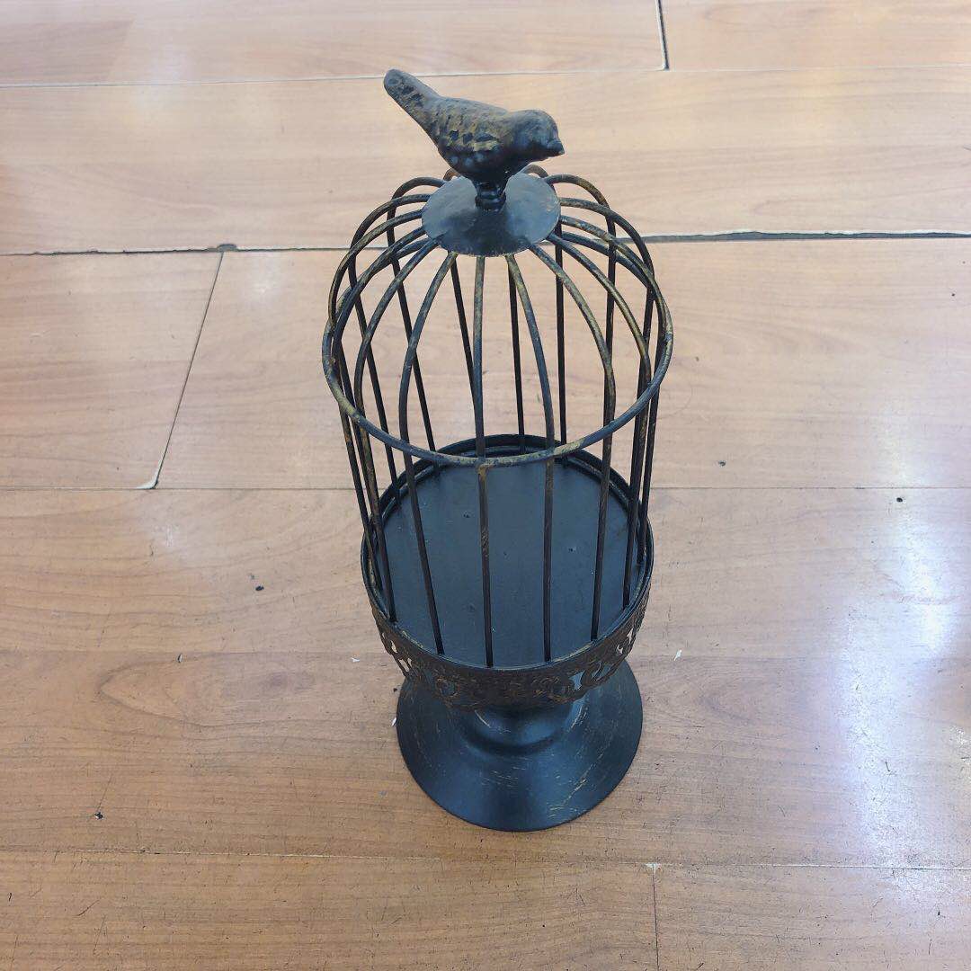 复古怀旧做旧小鸟鸟笼烛台美式欧式装饰橱窗装饰摆件