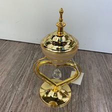 新款爱心款金色中东阿拉伯金属香炉白色陶瓷底桌面香炉装饰摆件