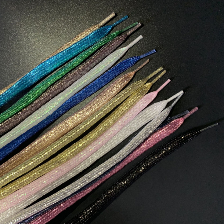 1cm炫彩珠光 鞋带金丝银葱扁鞋带帽绳 黑白粉蓝七彩批发