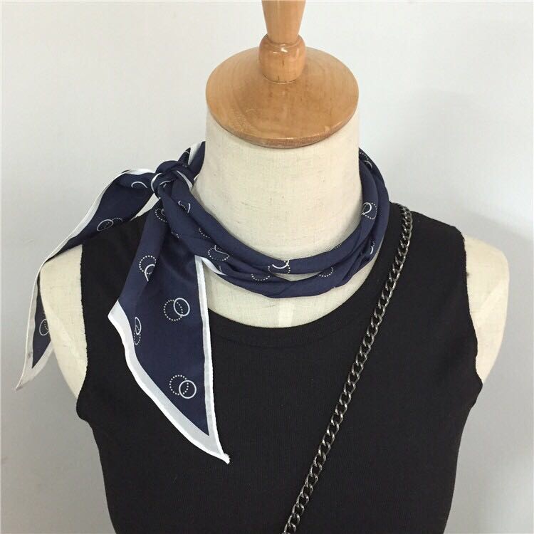 Silk Streamer Narrow Small Long Scarf Small Circle Printed Women's Thin Mulberry Silk Scarf Scarf Scarf Scarf Specification drawing