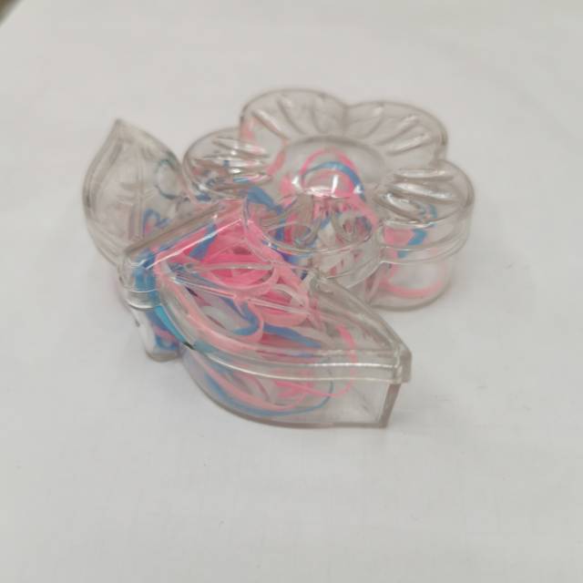 Flower-shaped fashionable plastic boxes, colorful small rubber bands, hair ties, headwear and hair accessories details Picture