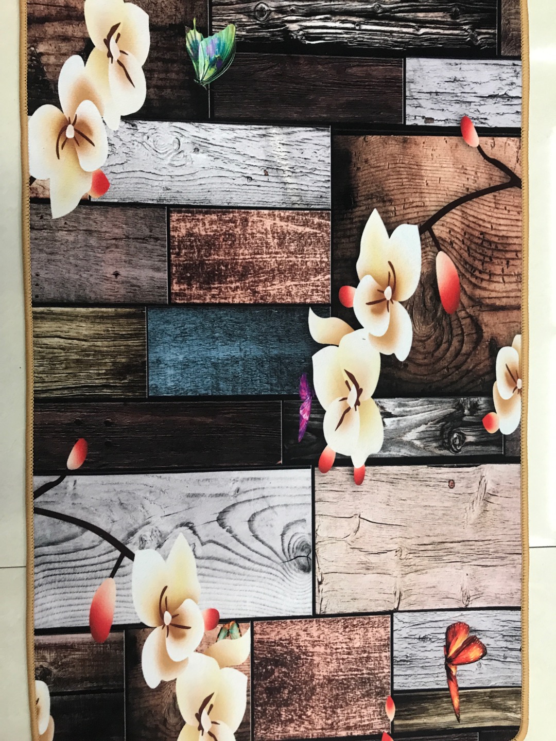 简约混色拼接几何图案印花绣花地垫地毯50*80