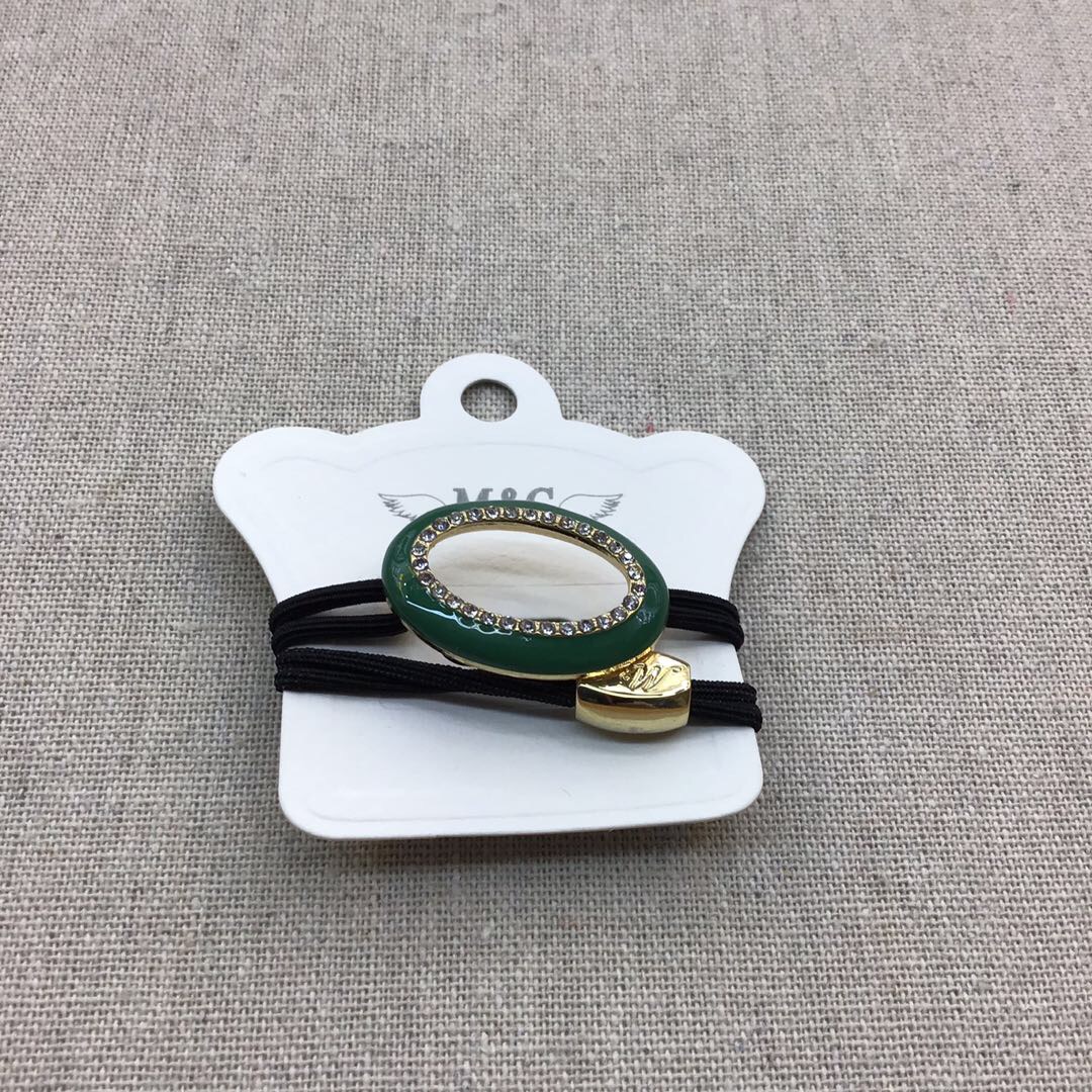 Korean-style diamond-encrusted oval double-strand nylon black rubber band
