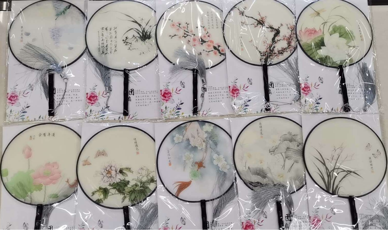 古风团扇宫扇古典汉服圆扇手工真丝半透明宫扇木柄广场舞蹈团扇