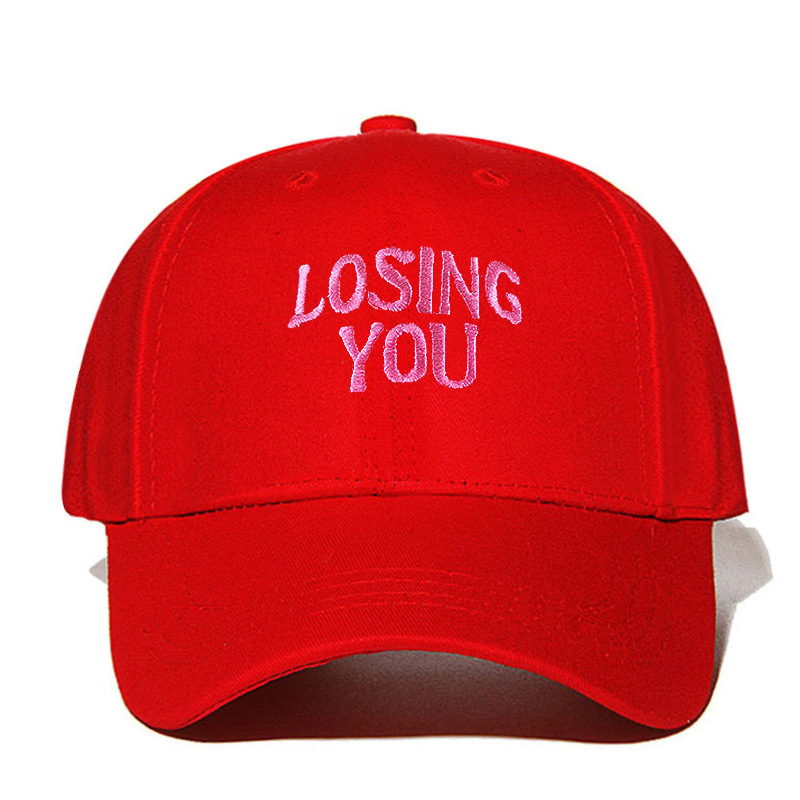红色LOSING YOU刺绣男式女式棒球帽可调节扣头帽