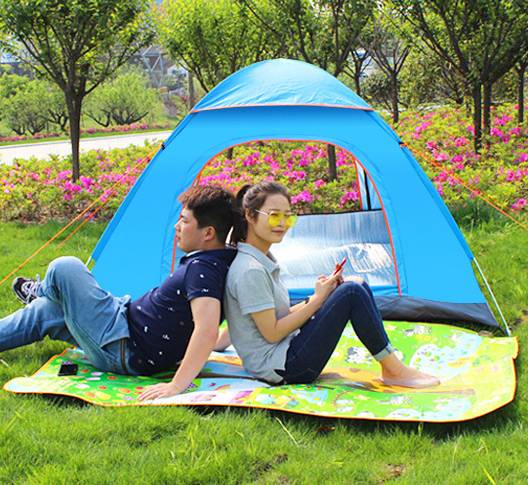 帐篷户外3-4人全自动速开双人沙滩露营 简易速开多人防雨野营帐篷图