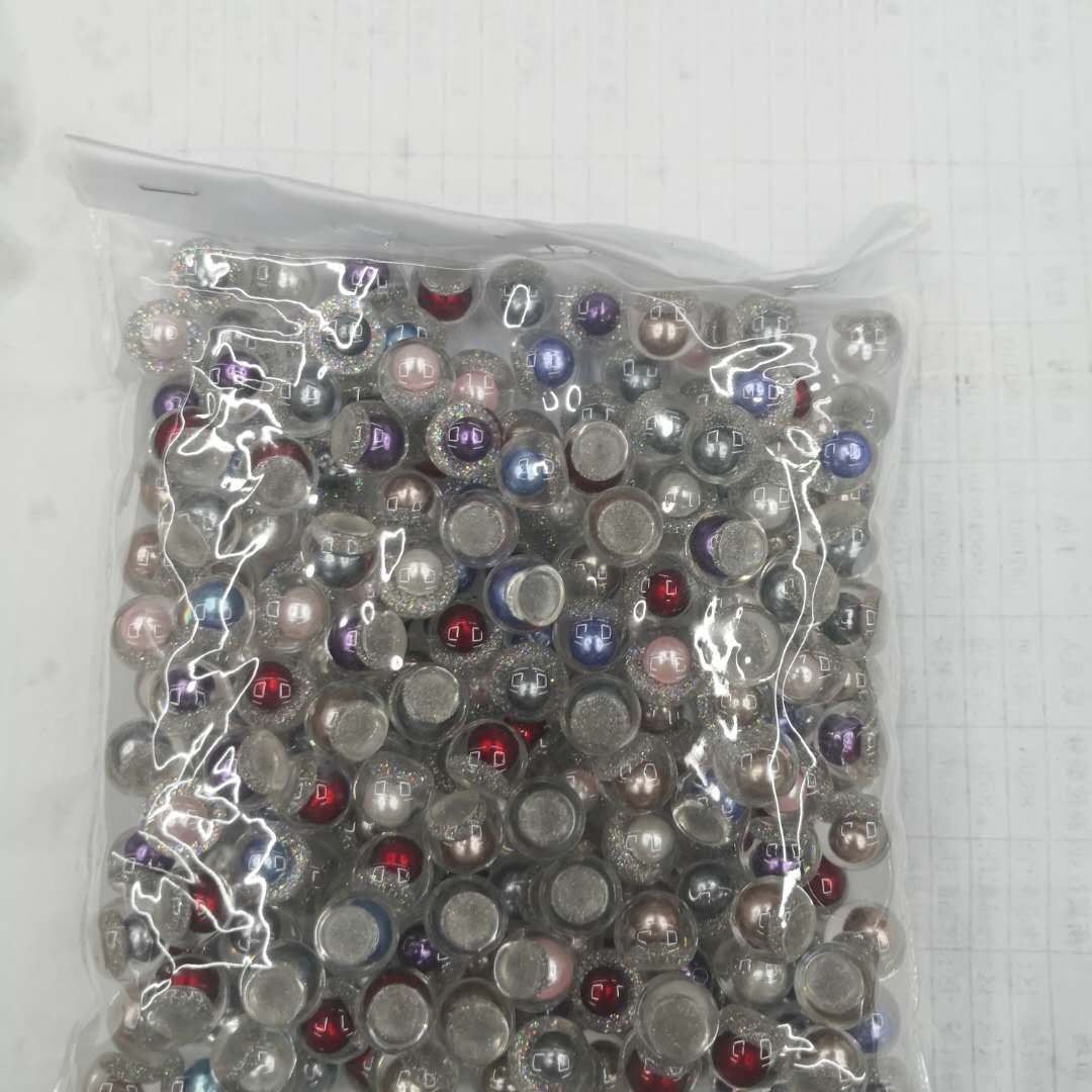 Flat Smooth Colored Plastic Beads Semicircle Transparent Loose Beads Multi-Color Mixed Diy Handmade Jewelry Accessories, E2515433 Specification drawing