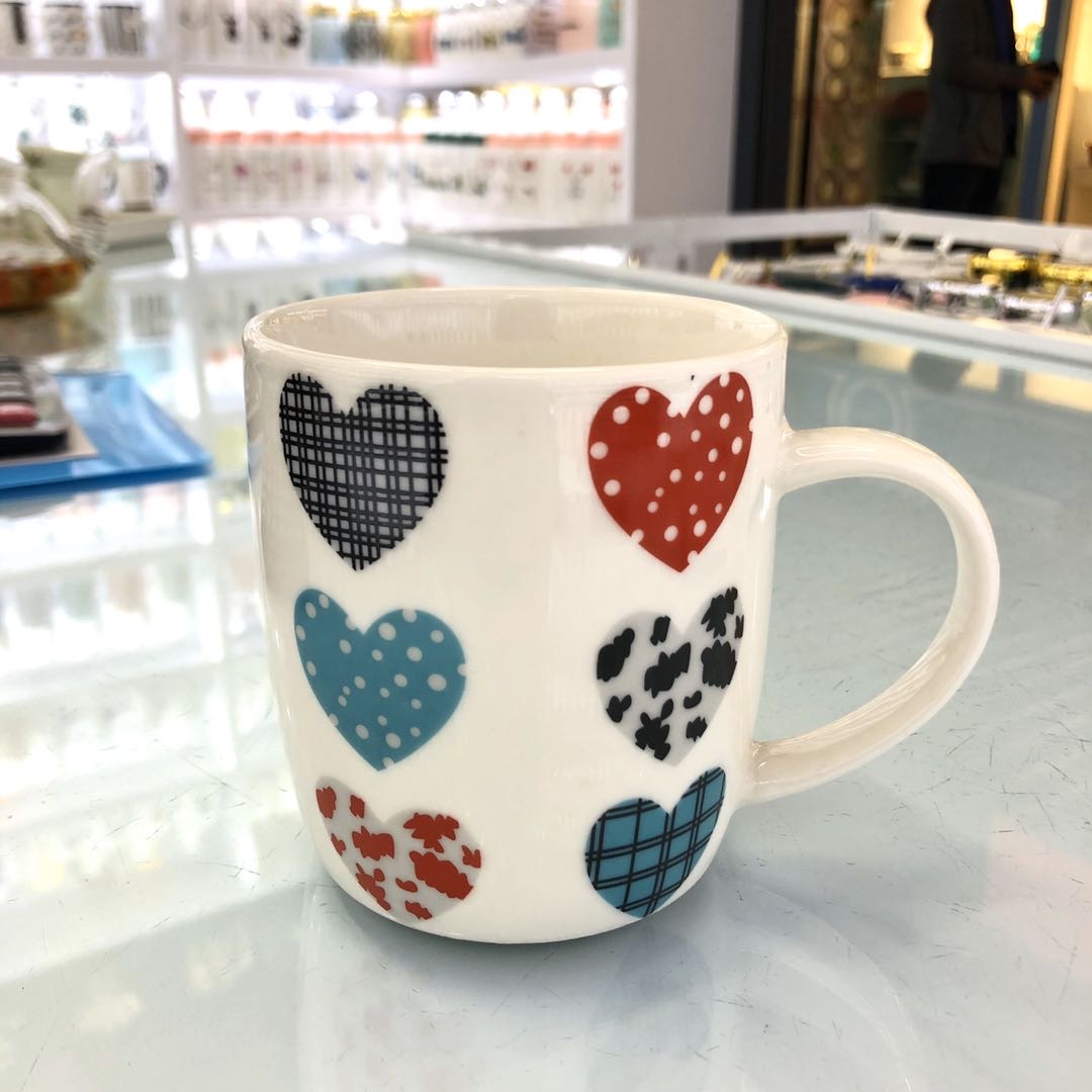 爱心拼色系列韩式小清新陶瓷杯水杯批发
