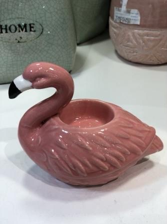 手工彩绘陶瓷火烈鸟烛台家居摆件