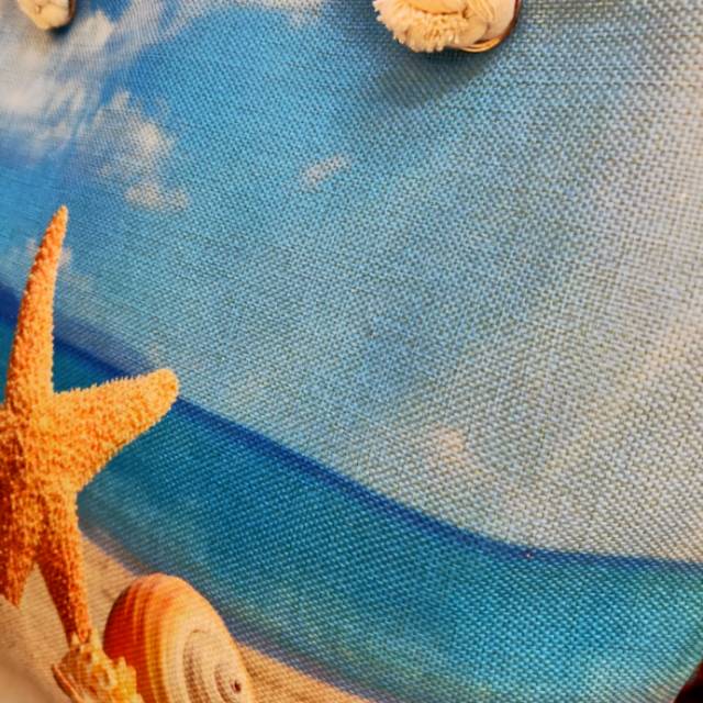 Women's Beach Bag Cotton And Linen Printed Handbag Specification drawing